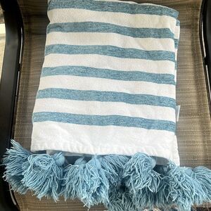 Magaschoni Home Striped & Fringed Throw 50”x60”